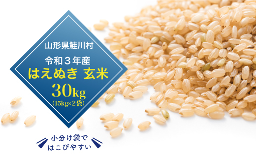 良質 北海道～関西地域限定！令和3年山形県産 はえぬき 玄米 ３０ｋｇ